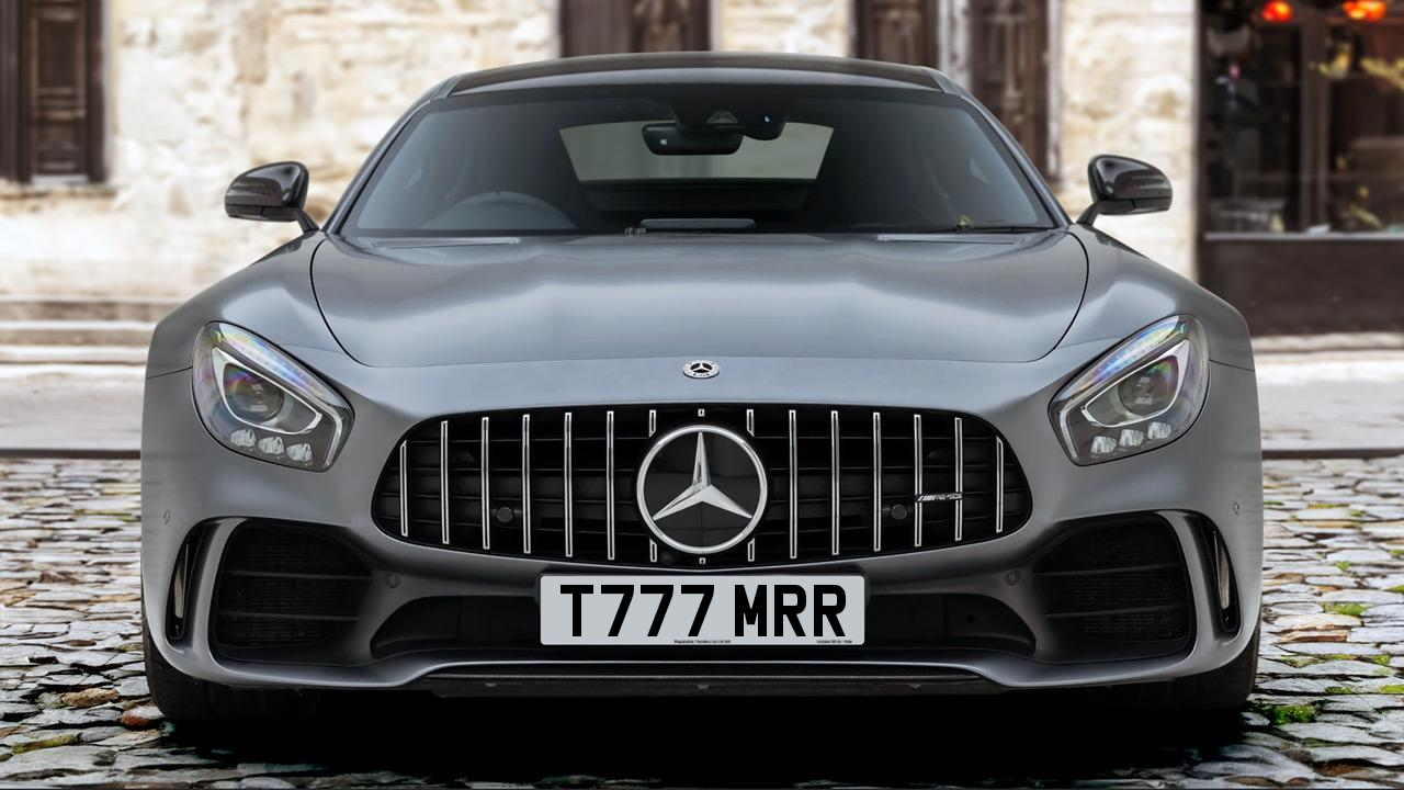 A Mercedes-Benz AMG GTR bearing the registration T777 MRR